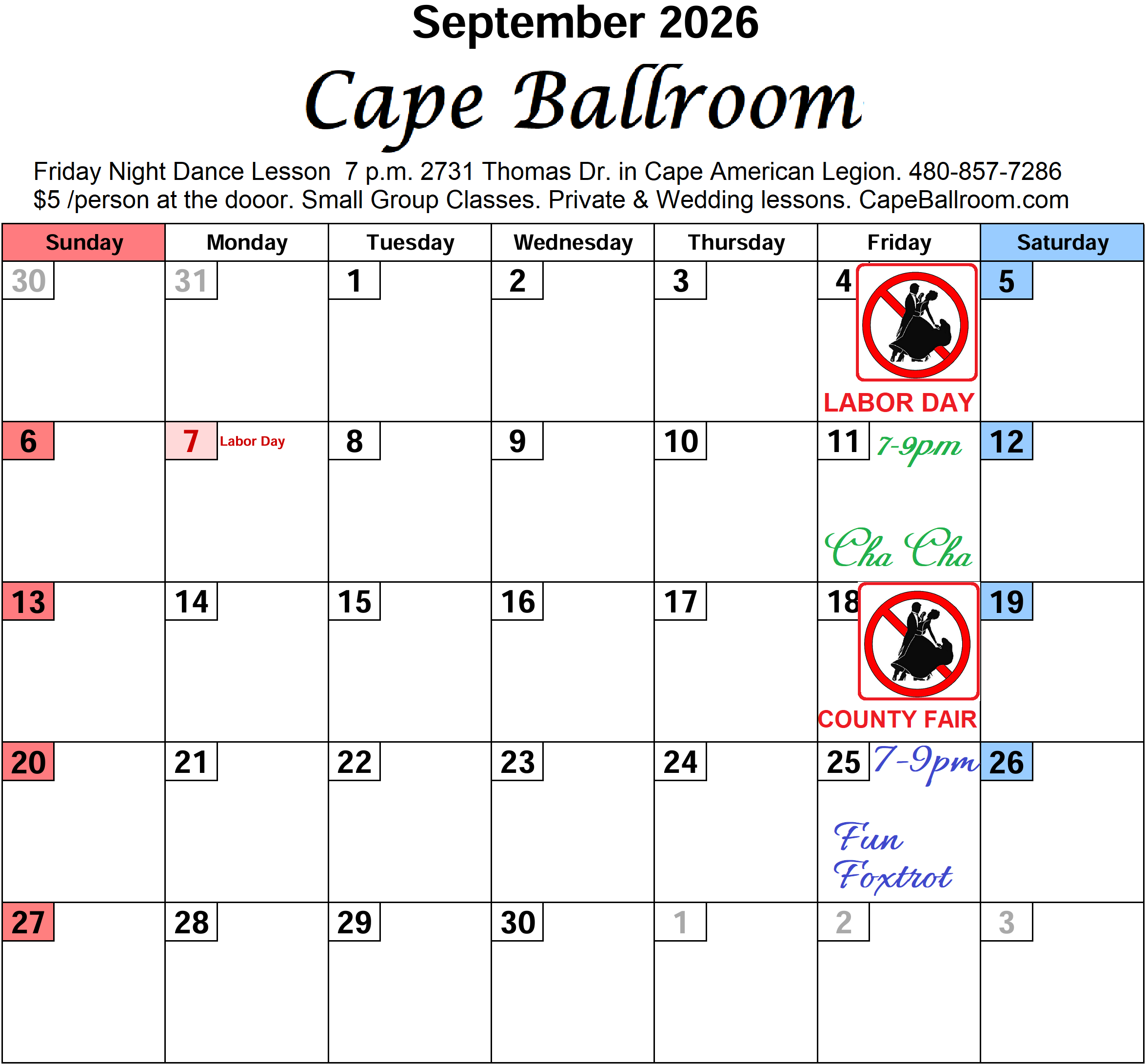 calendar SEP2026